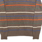 POLO RALPH LAUREN Boys Brown Stripe Pattern Cotton Jumper Crew Neck Basic Knit