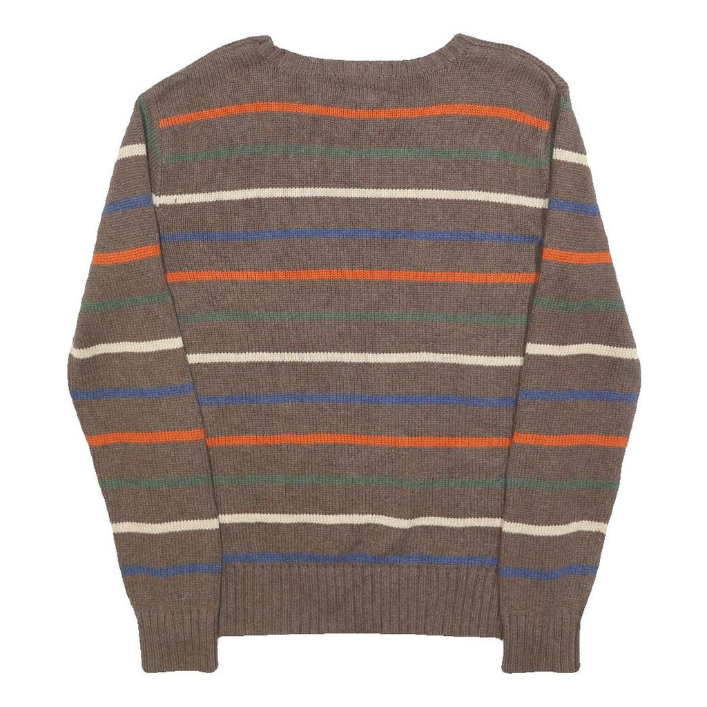 POLO RALPH LAUREN Boys Brown Stripe Pattern Cotton Jumper Crew Neck Basic Knit