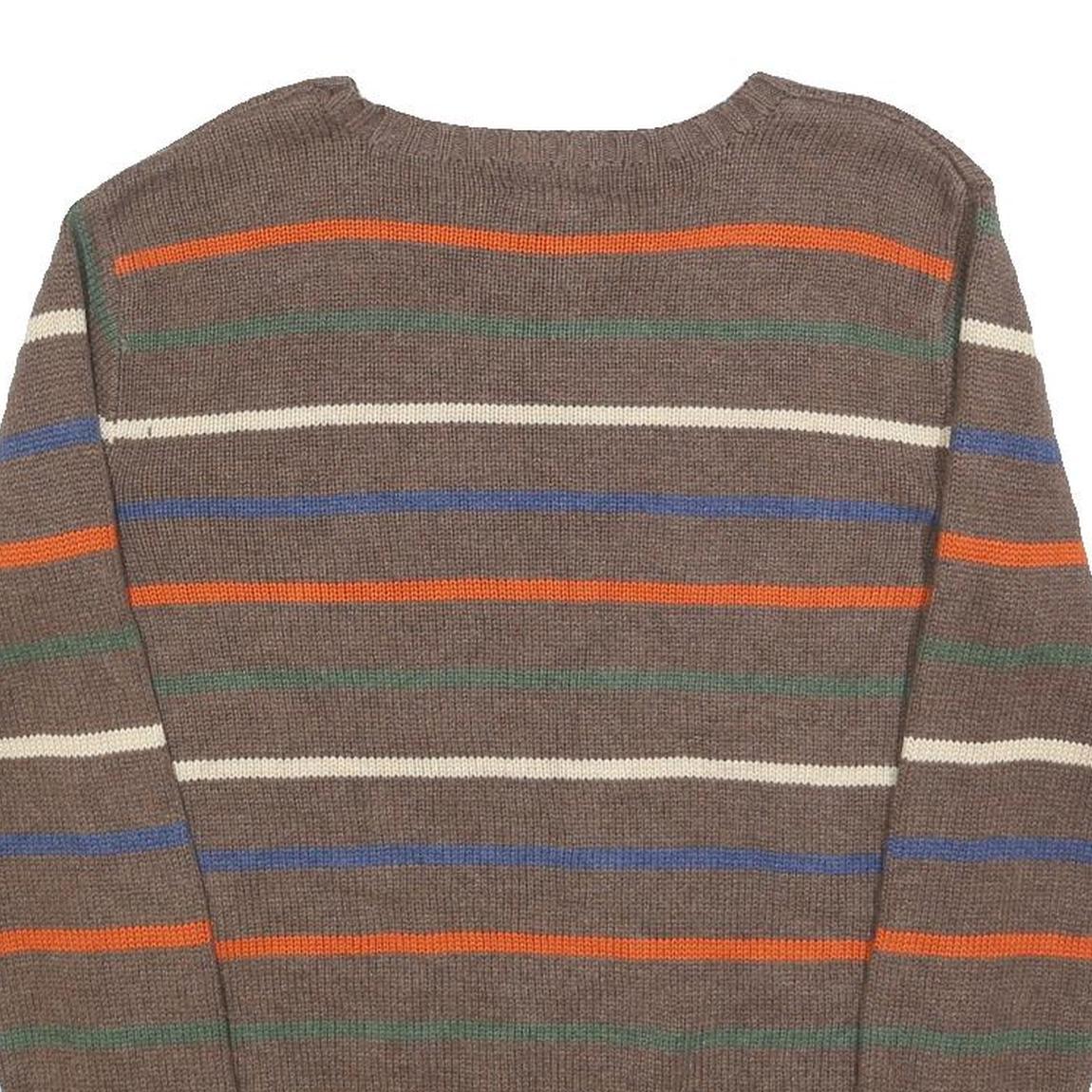 POLO RALPH LAUREN Boys Brown Stripe Pattern Cotton Jumper Crew Neck Basic Knit