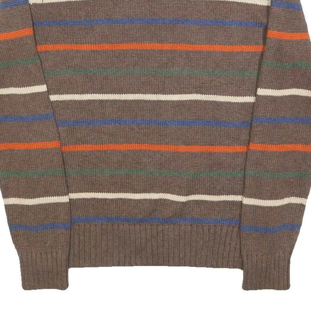 POLO RALPH LAUREN Boys Brown Stripe Pattern Cotton Jumper Crew Neck Basic Knit