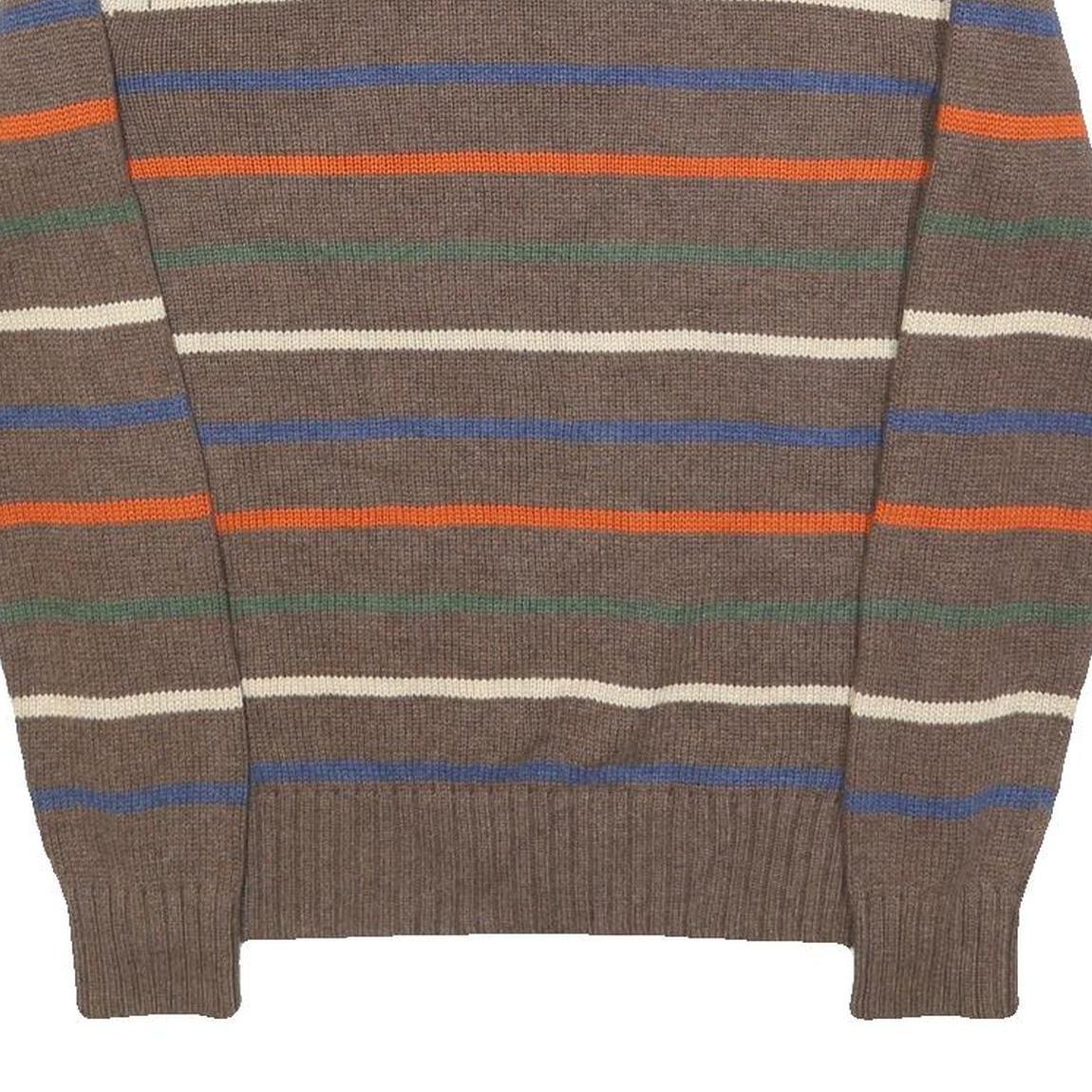 POLO RALPH LAUREN Boys Brown Stripe Pattern Cotton Jumper Crew Neck Basic Knit