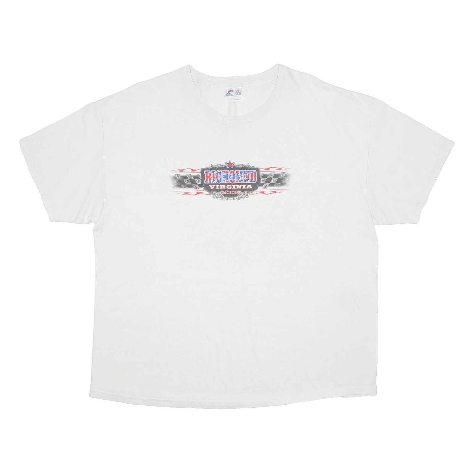 HANES Mens White Rednecks Racing Graphic T-Shirt 2XL Short Sleeve Crew Neck