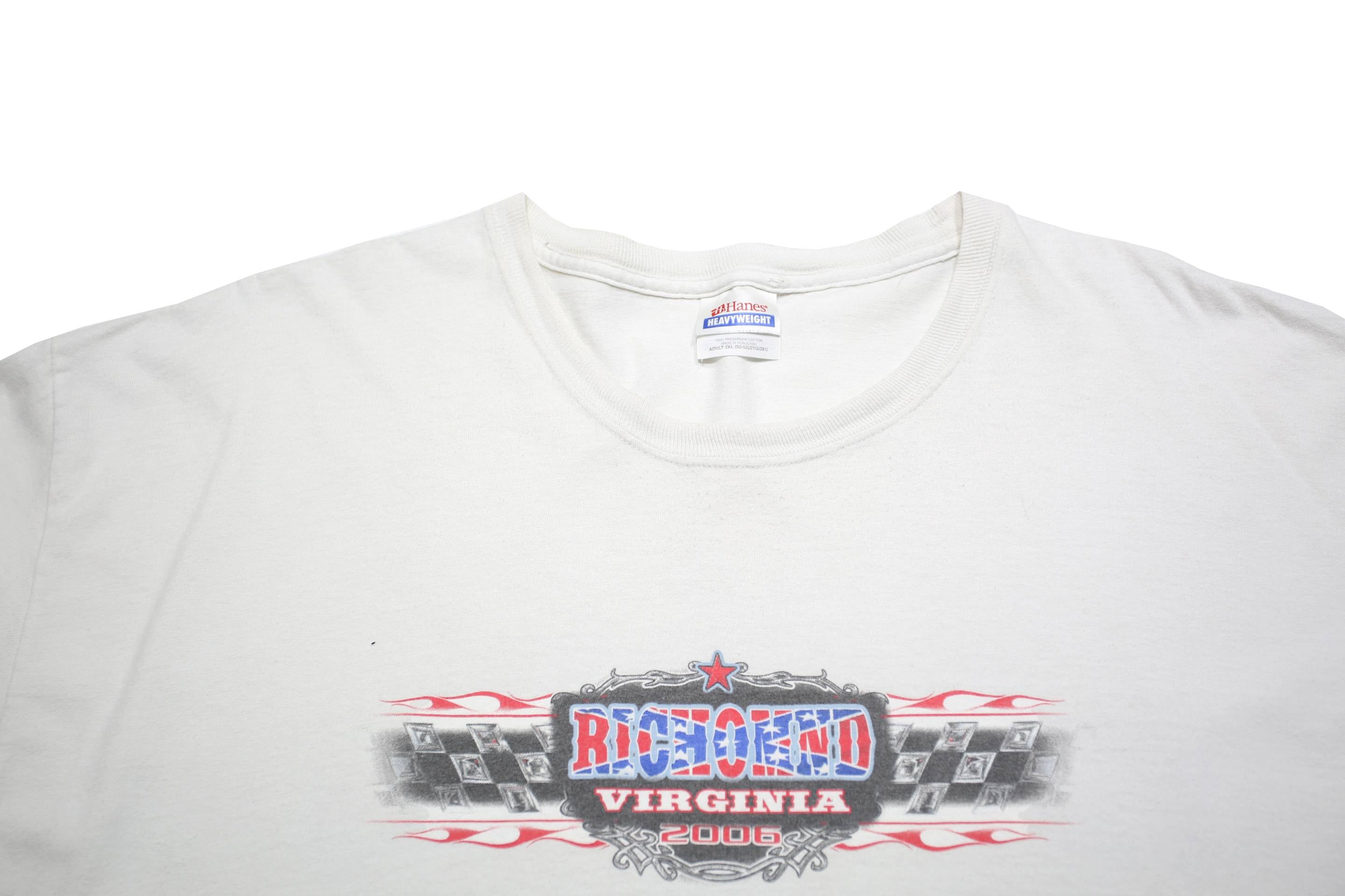 HANES Mens White Rednecks Racing Graphic T-Shirt 2XL Short Sleeve Crew Neck
