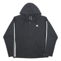 ADIDAS Mens Black Hoodie XL Zip Up Cotton Blend Sportswear Sweatshirt