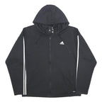 ADIDAS Mens Black Hoodie XL Zip Up Cotton Blend Sportswear Sweatshirt