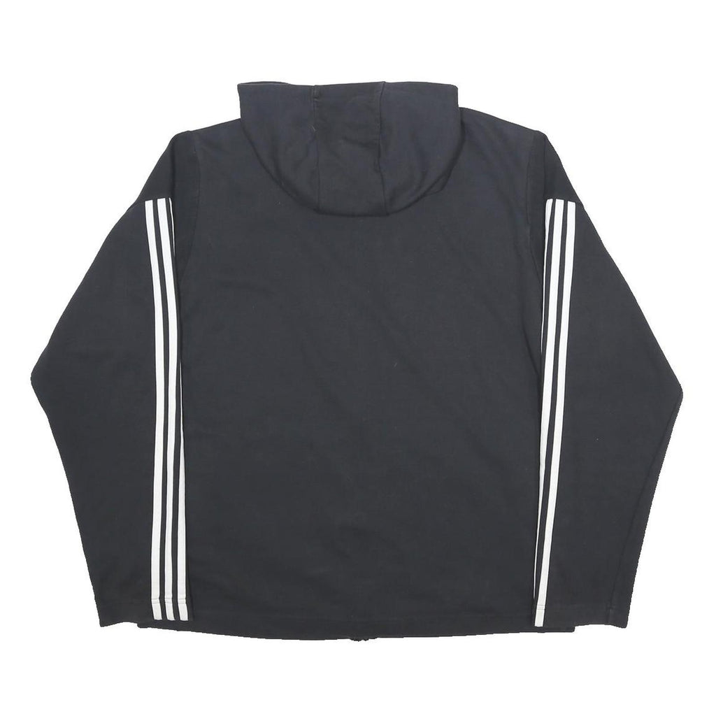 ADIDAS Mens Black Hoodie XL Zip Up Cotton Blend Sportswear Sweatshirt