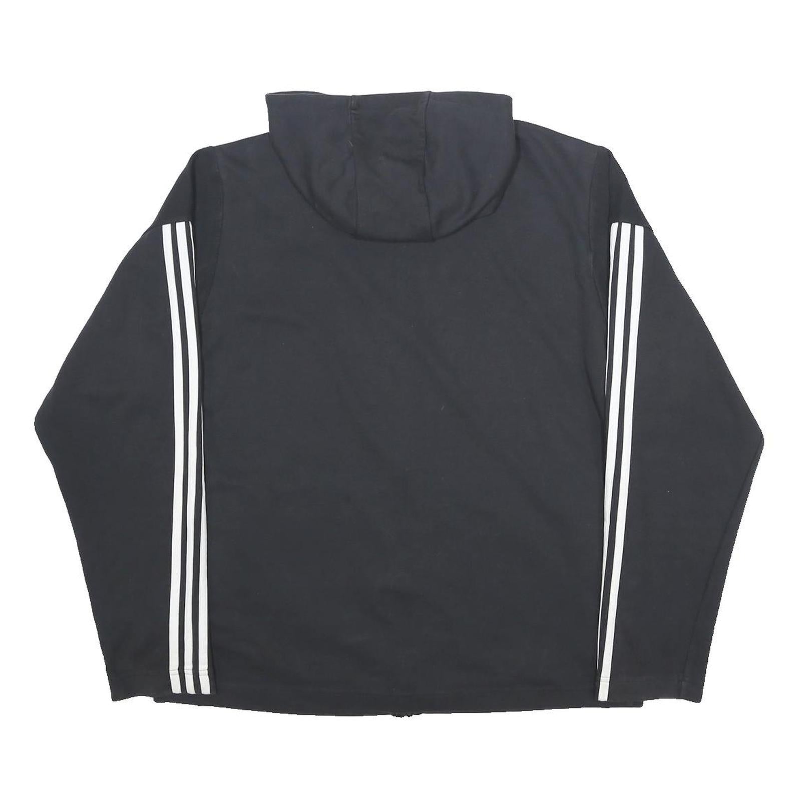 ADIDAS Mens Black Hoodie XL Zip Up Cotton Blend Sportswear Sweatshirt