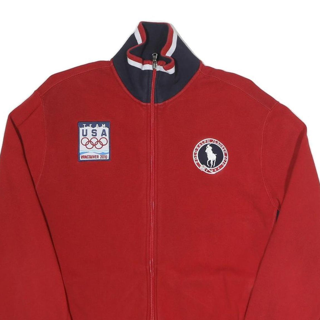 POLO RALPH LAUREN Mens Red Striped Team USA Olympic Cotton Blend Jacket M Zip