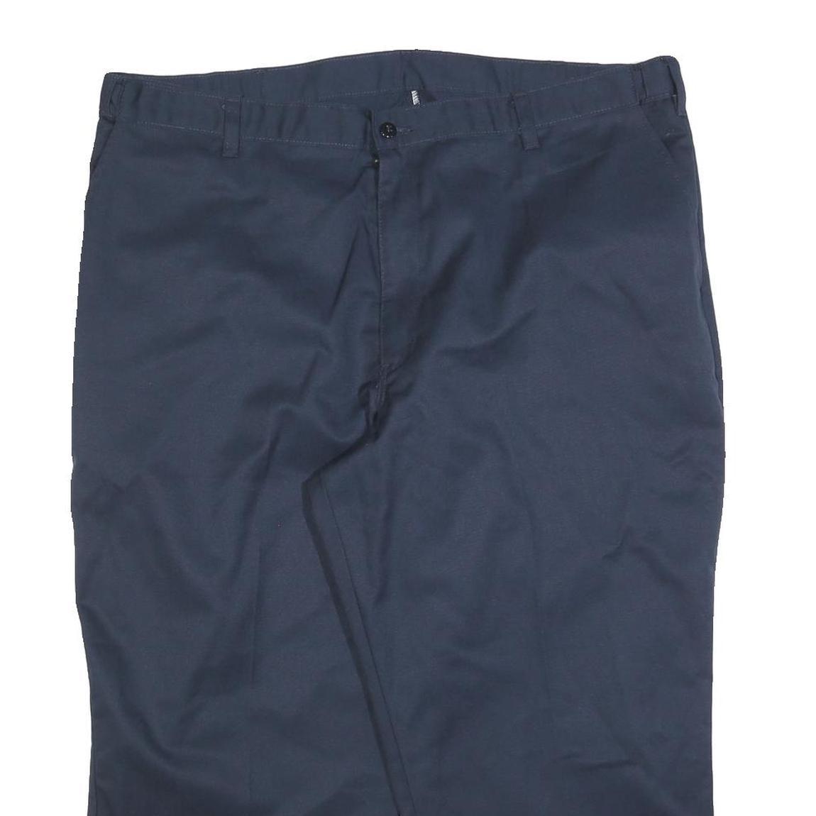 DICKIES Mens Cotton Blend Navy Regular Straight Trousers W40 L23 Workwear