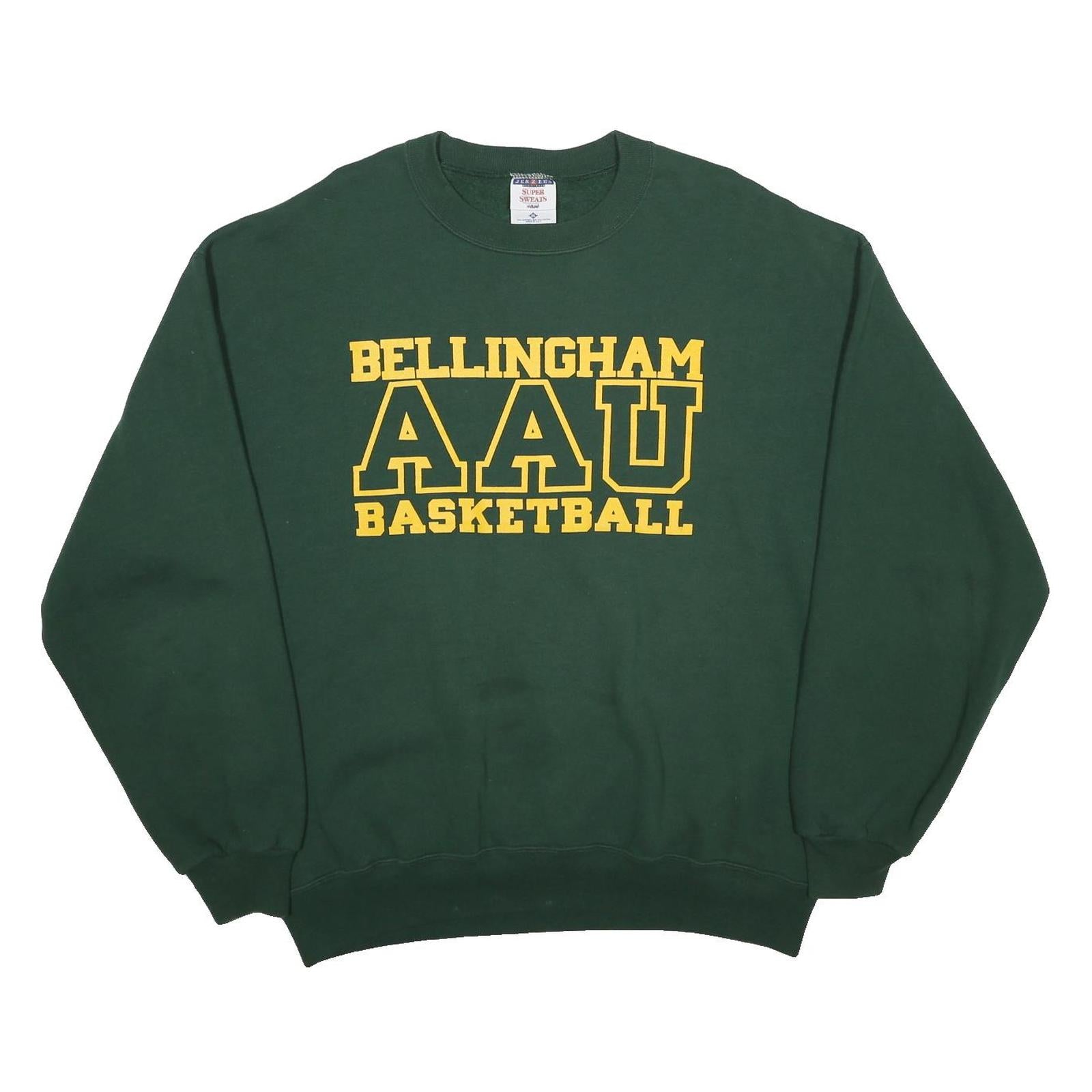 JERZEES Mens Green Bellingham AAU Basketball Crew Neck XL Sweatshirt Cotton