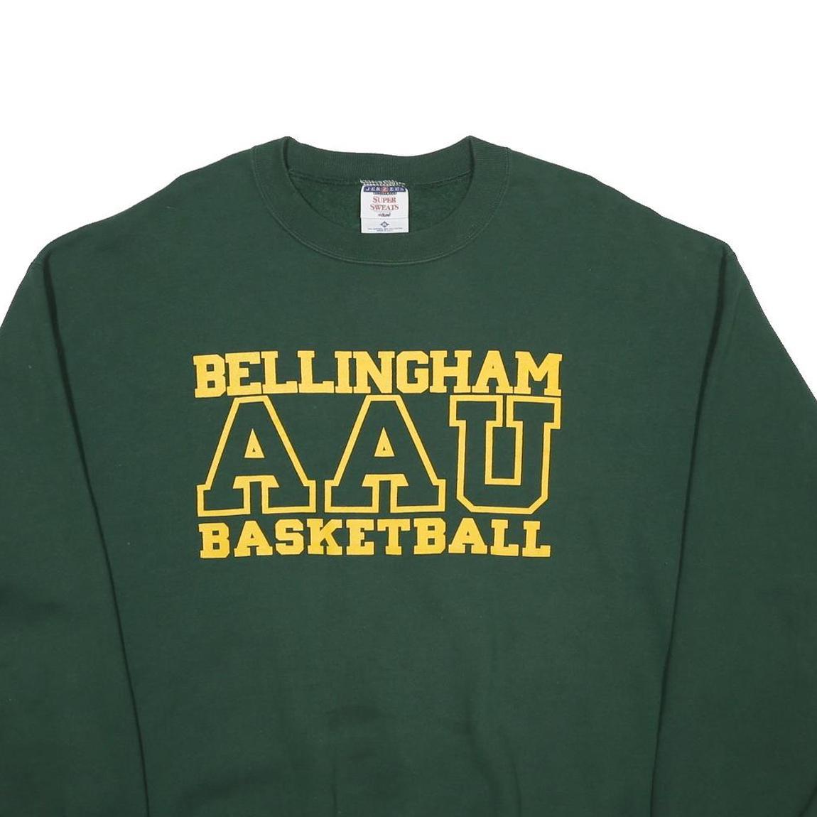 JERZEES Mens Green Bellingham AAU Basketball Crew Neck XL Sweatshirt Cotton
