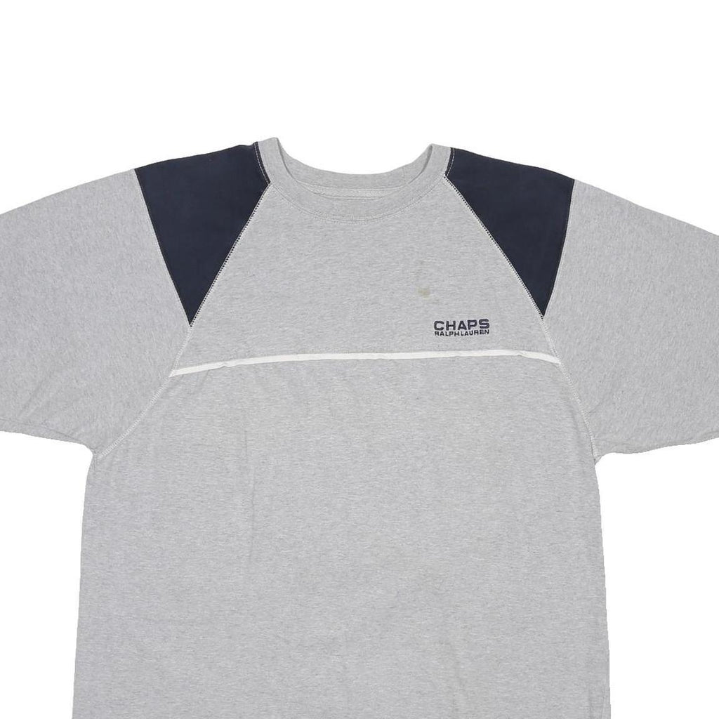 CHAPS RALPH LAUREN Mens Grey & Navy Blue Modern T-Shirt M Short Sleeve Crew Neck
