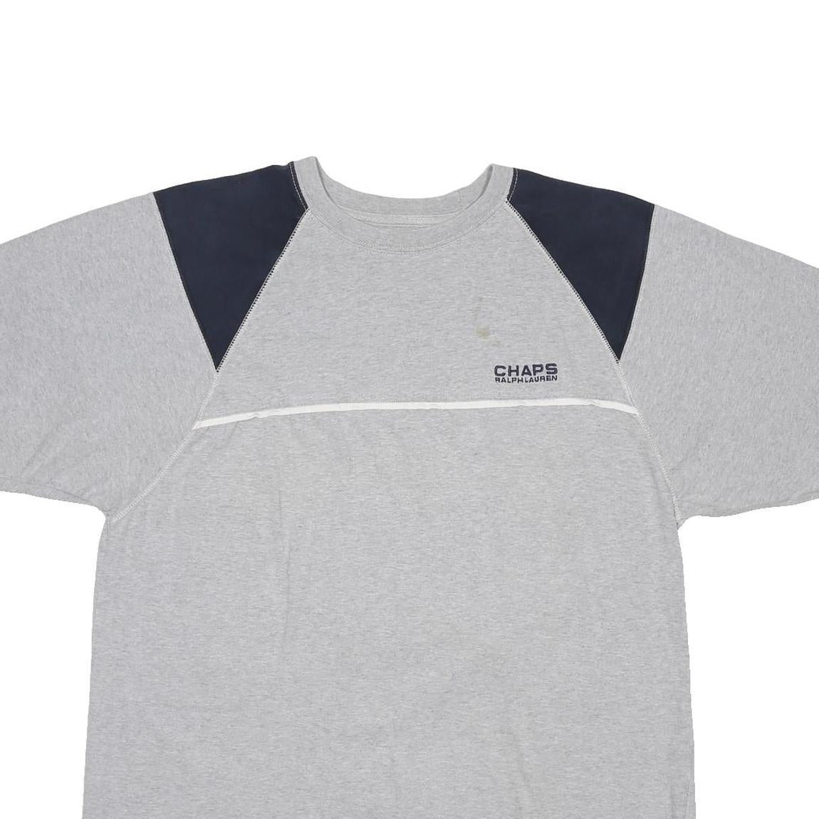 CHAPS RALPH LAUREN Mens Grey & Navy Blue Modern T-Shirt M Short Sleeve Crew Neck
