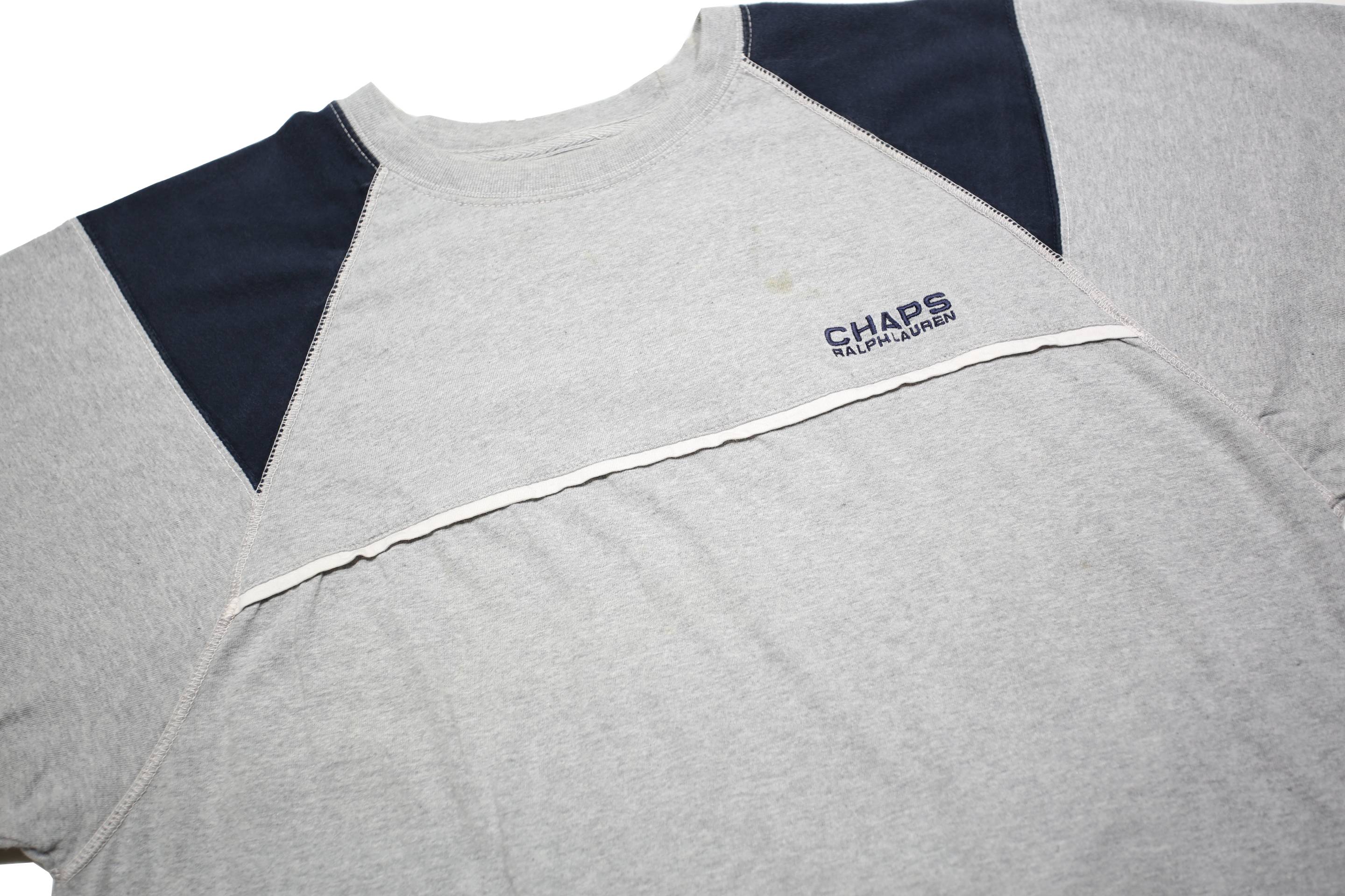 CHAPS RALPH LAUREN Mens Grey & Navy Blue Modern T-Shirt M Short Sleeve Crew Neck