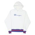 CHAMPION Mens White Blue & Red Hoodie M Cotton Blend Pullover Hooded Sweatshirt
