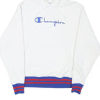 CHAMPION Mens White Blue & Red Hoodie M Cotton Blend Pullover Hooded Sweatshirt