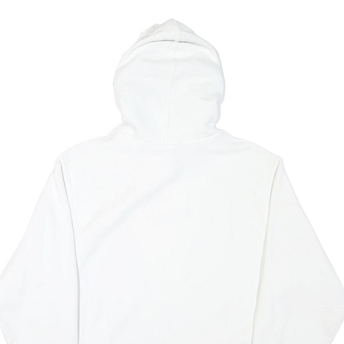 CHAMPION Mens White Blue & Red Hoodie M Cotton Blend Pullover Hooded Sweatshirt