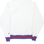 CHAMPION Mens White Blue & Red Hoodie M Cotton Blend Pullover Hooded Sweatshirt