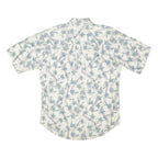 BUGLE BOY Mens Cream & Green Palm Print Short Sleeve Shirt M Lightweight Summer