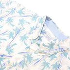 BUGLE BOY Mens Cream & Green Palm Print Short Sleeve Shirt M Lightweight Summer