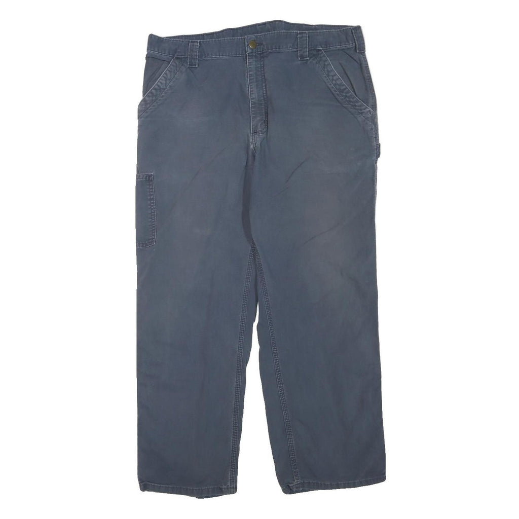 CARHARTT Mens Cotton Blend Blue Regular Fit Straight Leg Trousers W38 L30