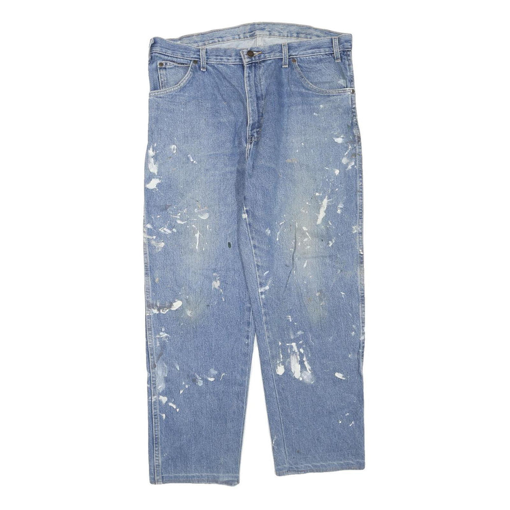 DICKIES Mens Jeans Blue Regular Straight Denim W36 L28 Paint Splatter Workwear