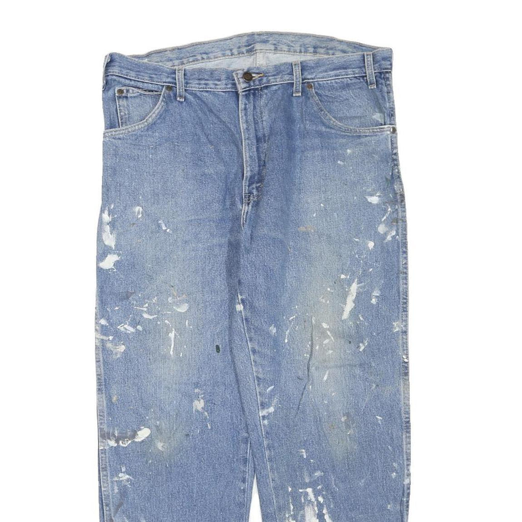 DICKIES Mens Jeans Blue Regular Straight Denim W36 L28 Paint Splatter Workwear