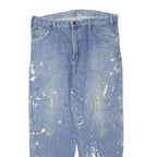 DICKIES Mens Jeans Blue Regular Straight Denim W36 L28 Paint Splatter Workwear
