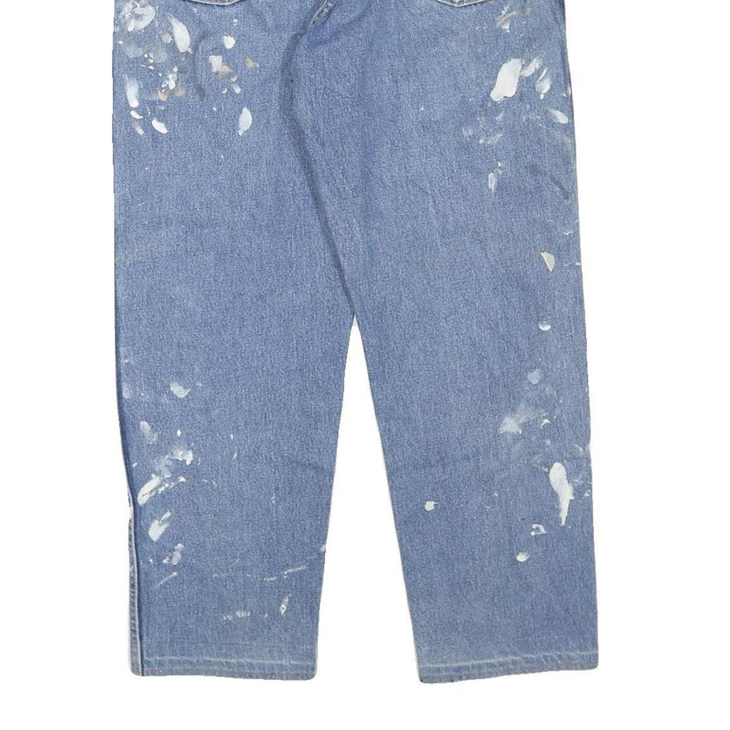 DICKIES Mens Jeans Blue Regular Straight Denim W36 L28 Paint Splatter Workwear