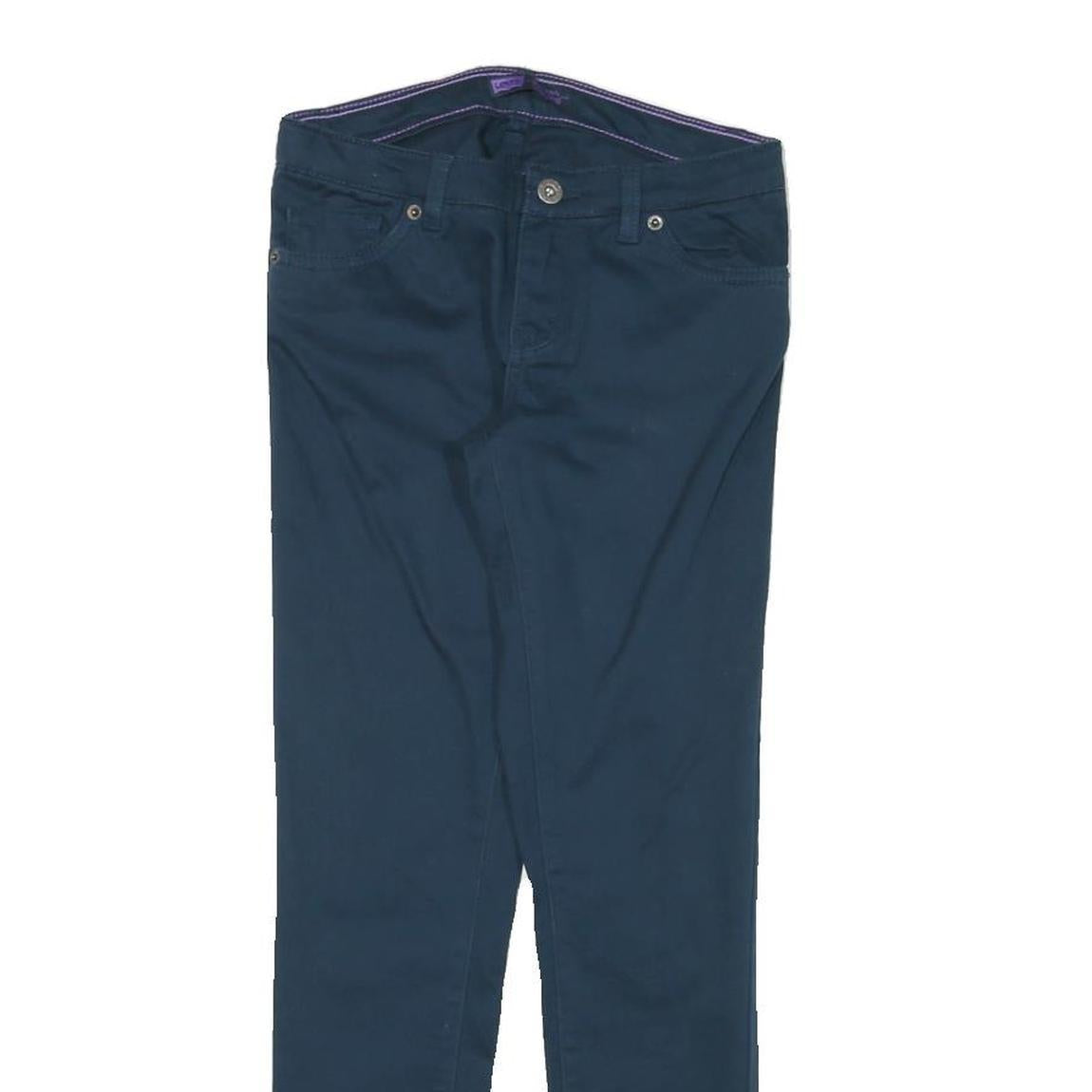 LEVI'S Womens Cotton Blend Blue Slim Skinny Trousers W24 L25 Zip Closure