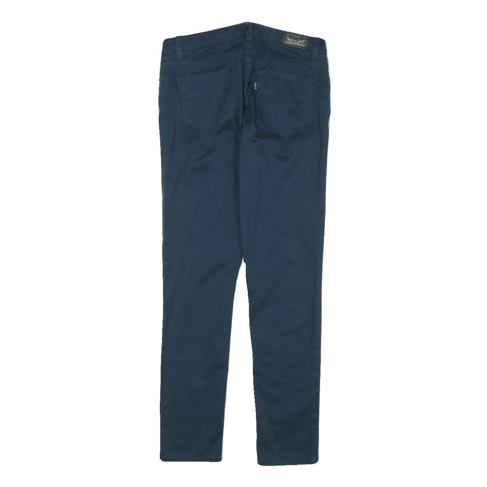 LEVI'S Womens Cotton Blend Blue Slim Skinny Trousers W24 L25 Zip Closure