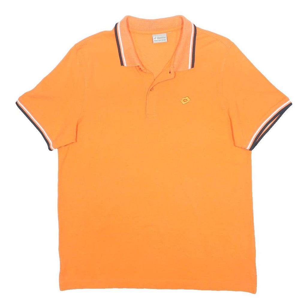 LOTTO Mens Orange Polo Shirt Short Sleeve Plain L Cotton Blend Casual
