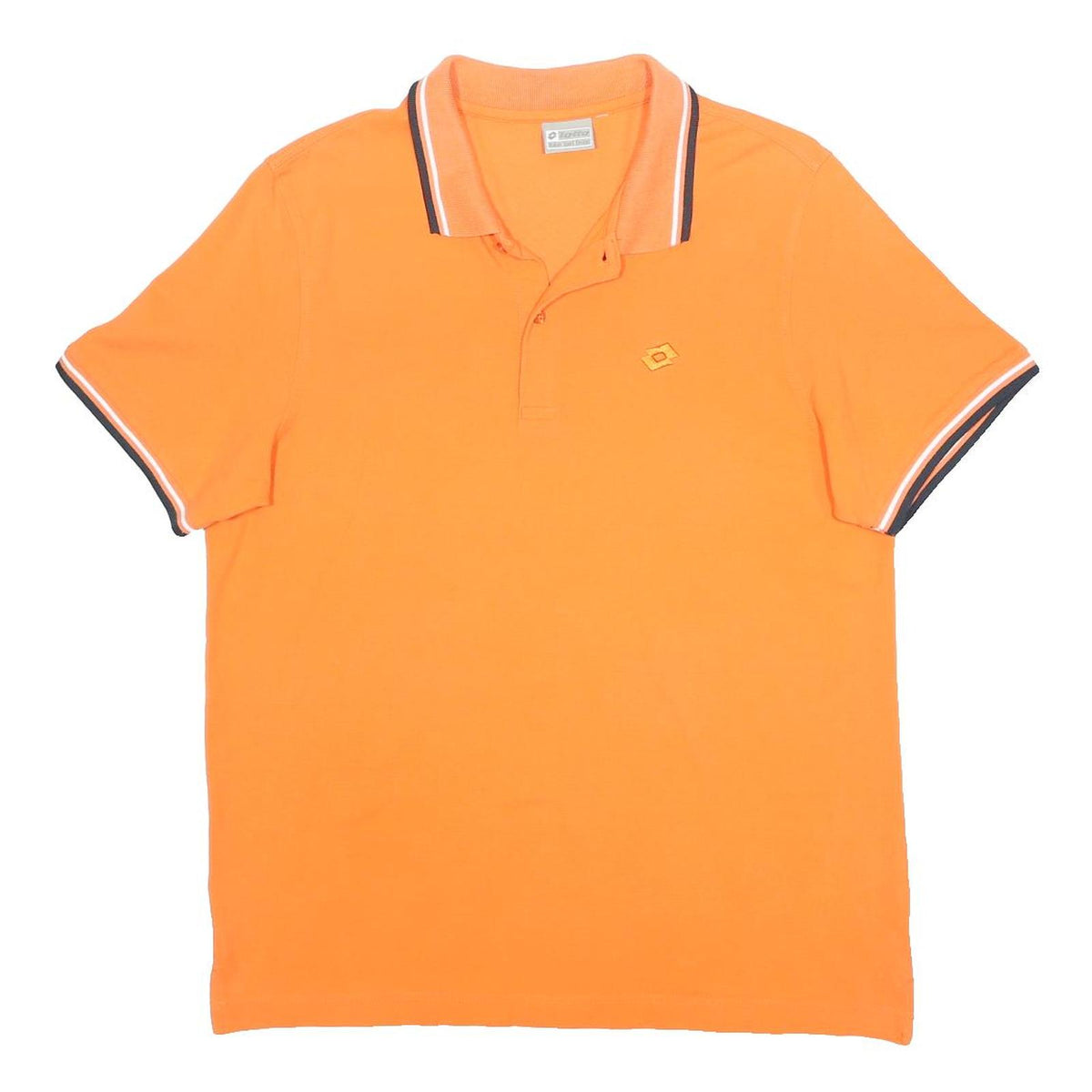 LOTTO Mens Orange Polo Shirt Short Sleeve Plain L Cotton Blend Casual