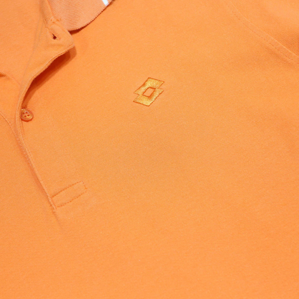 LOTTO Mens Orange Polo Shirt Short Sleeve Plain L Cotton Blend Casual
