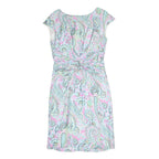 SCAPA Womens Pink Paisley Day Dress Polyester Midi Cap Sleeve M Elegant Knot