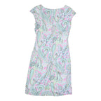 SCAPA Womens Pink Paisley Day Dress Polyester Midi Cap Sleeve M Elegant Knot