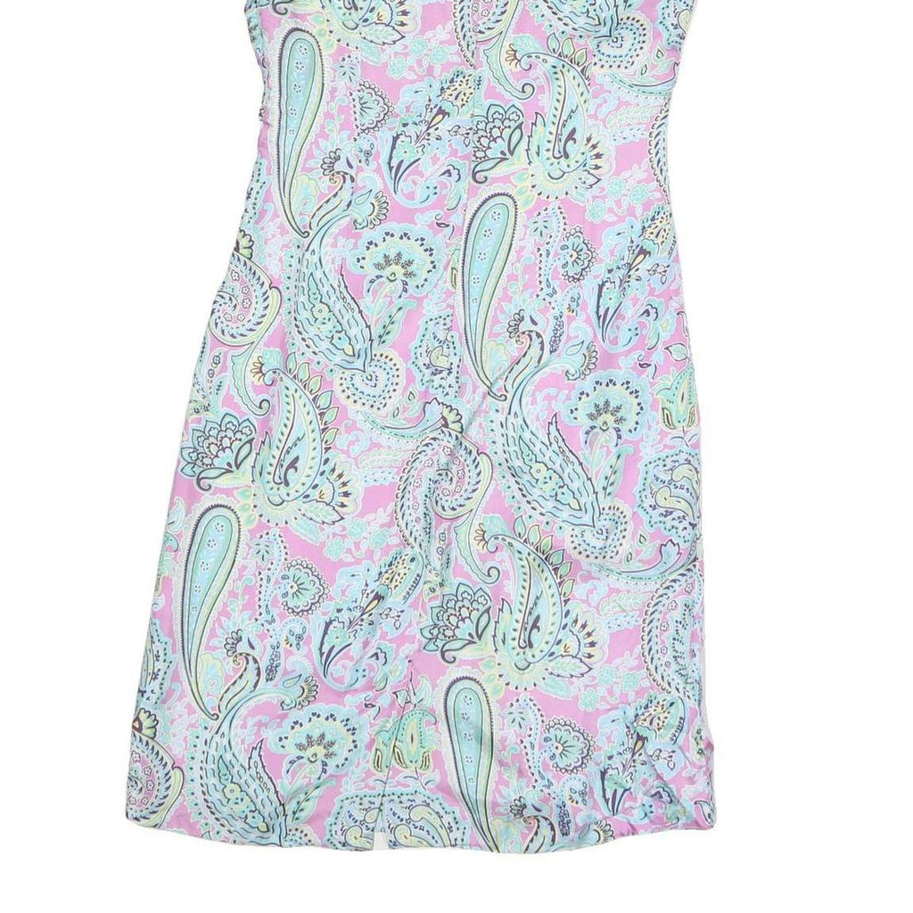 SCAPA Womens Pink Paisley Day Dress Polyester Midi Cap Sleeve M Elegant Knot