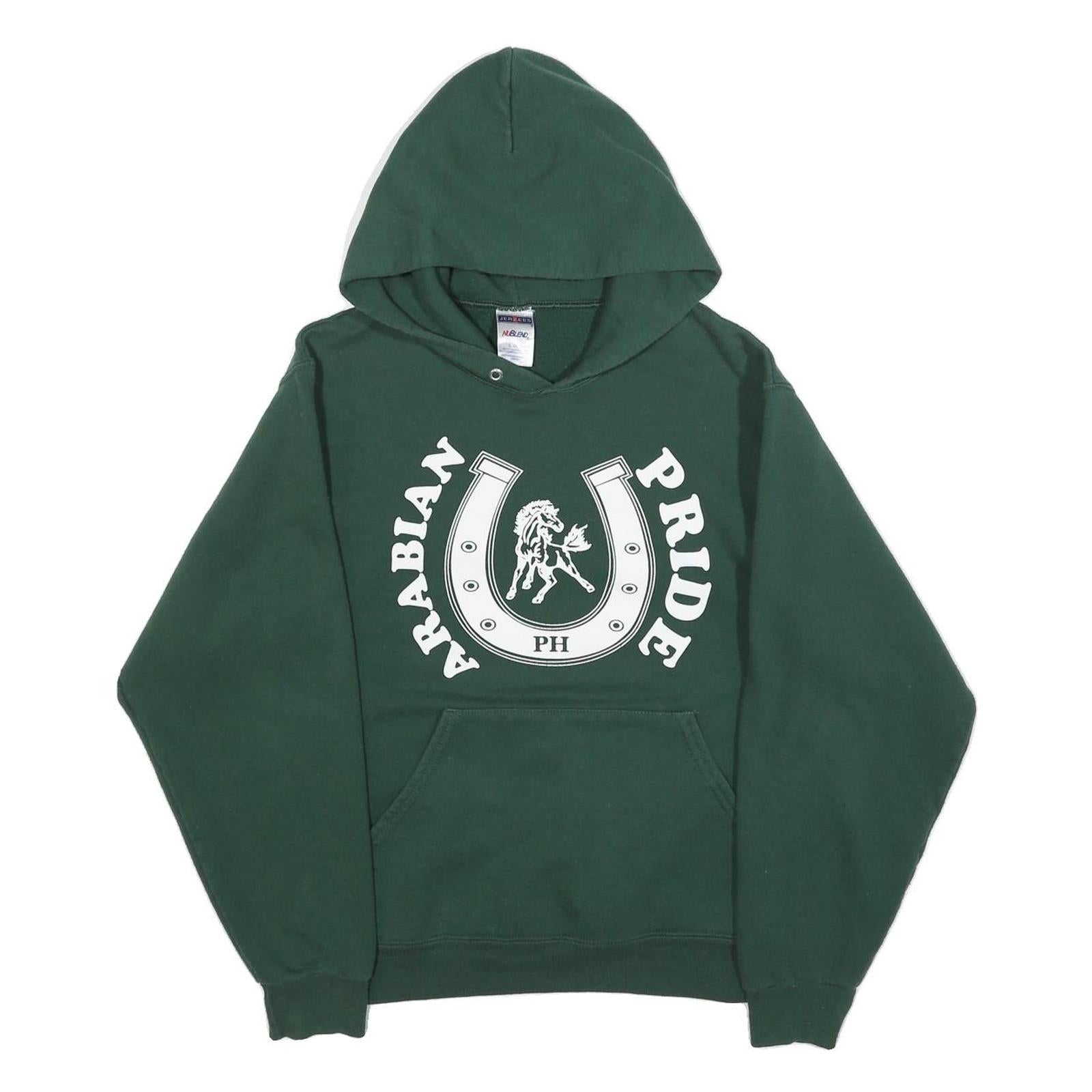 JERZEES Mens Green Arabian Pride Hoodie S Cotton Blend Pullover Casual