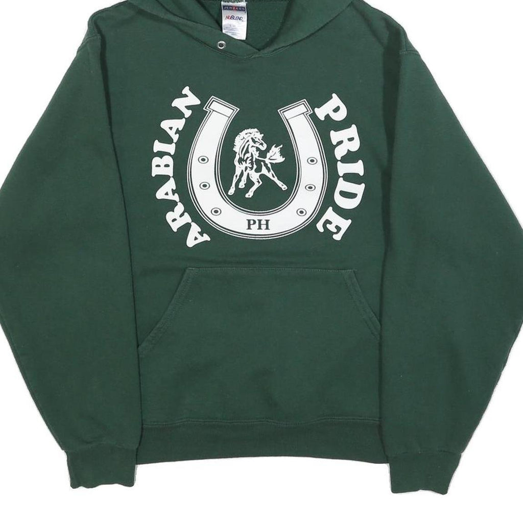 JERZEES Mens Green Arabian Pride Hoodie S Cotton Blend Pullover Casual