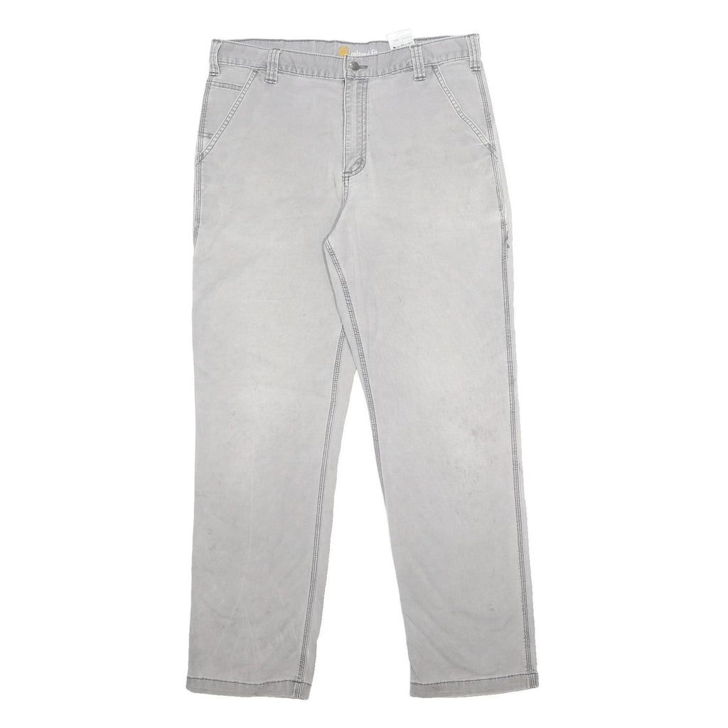 CARHARTT Mens Cotton Blend Grey Relaxed Tapered Trousers W36 L32 Workwear