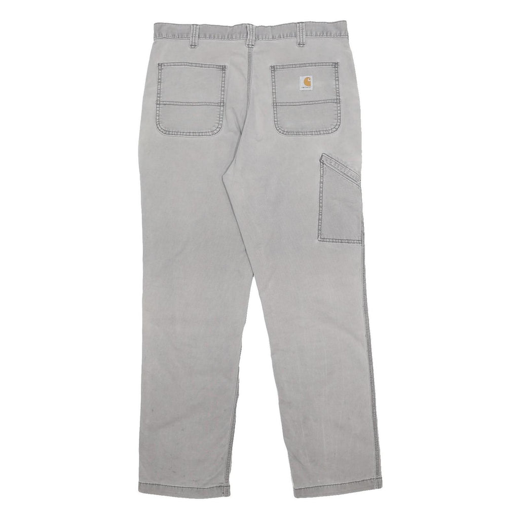 CARHARTT Mens Cotton Blend Grey Relaxed Tapered Trousers W36 L32 Workwear