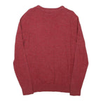 TOMMY HILFIGER Mens Red Cotton Blend Plain Crew Neck Basic Knit Jumper M Stylish