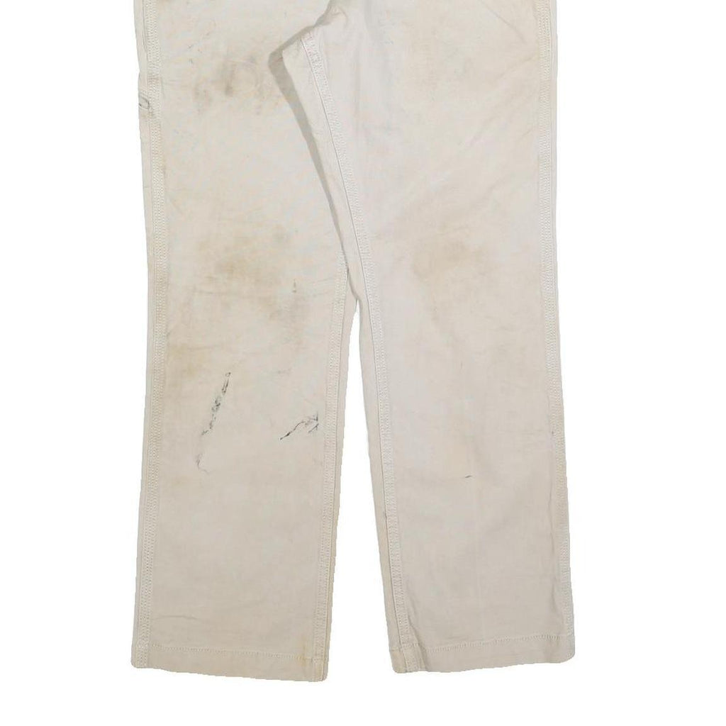 CARHARTT Mens Cotton Blend Beige Relaxed Straight Trousers W30 L28 Workwear
