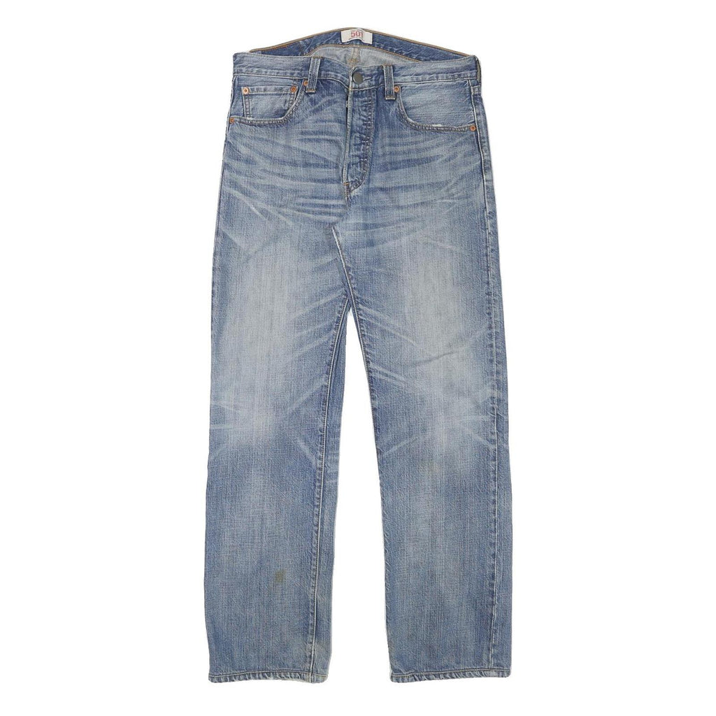 LEVI'S 501 Mens Blue Regular Straight Denim Cotton Blend Light W31 L30 Button