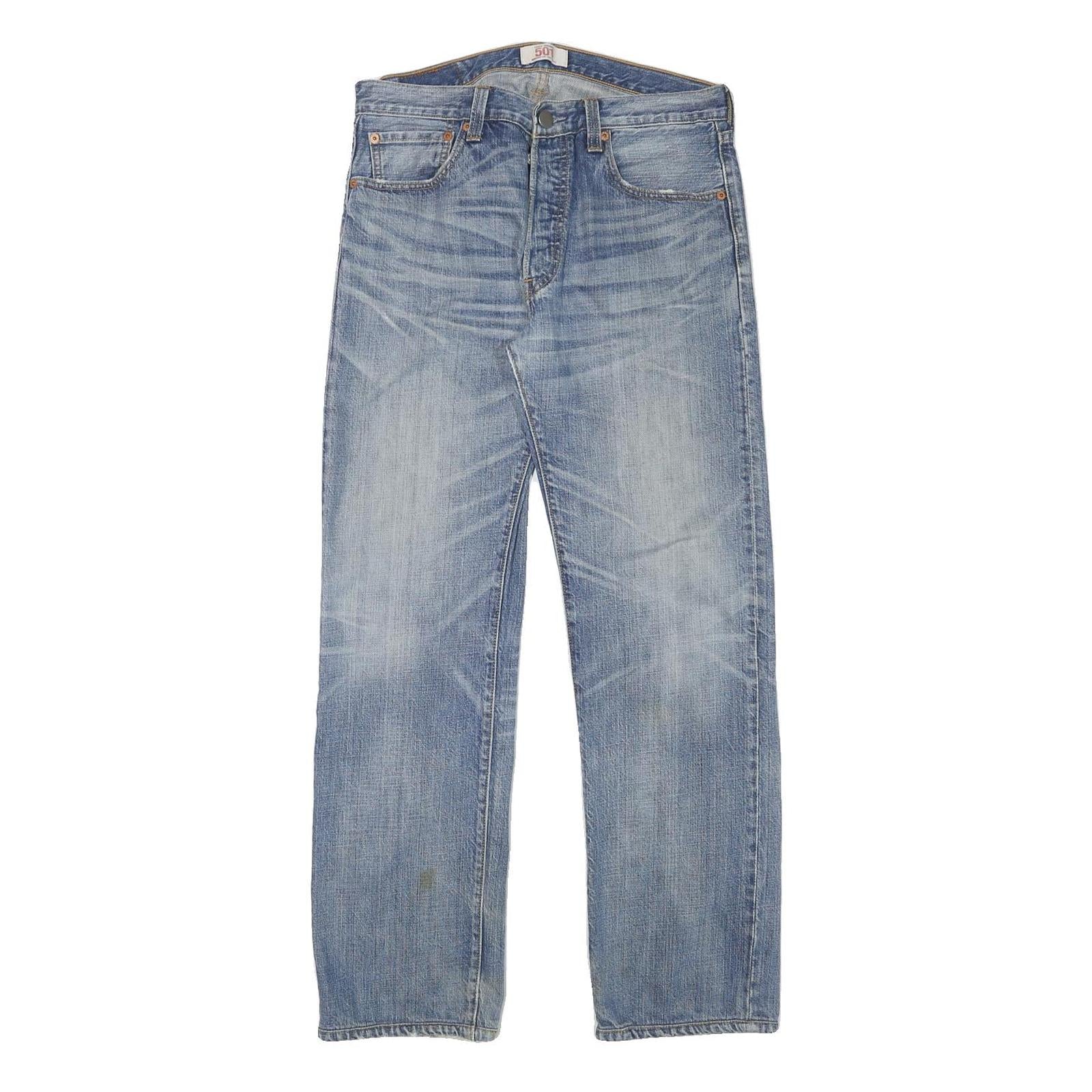 LEVI'S 501 Mens Blue Regular Straight Denim Cotton Blend Light W31 L30 Button