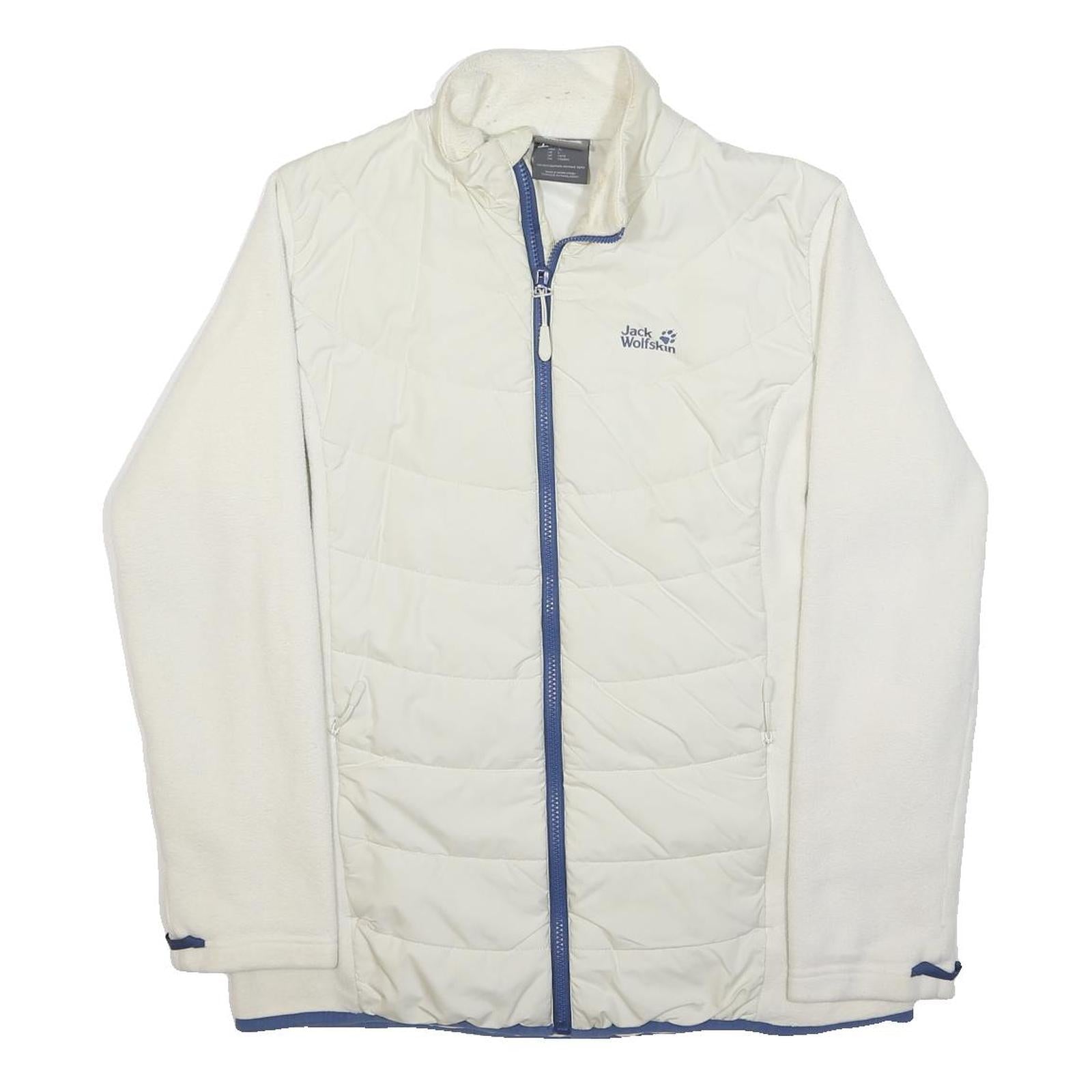 JACK WOLFSKIN Womens White & Blue Quilted Polyester Jacket L Outdoor Zip