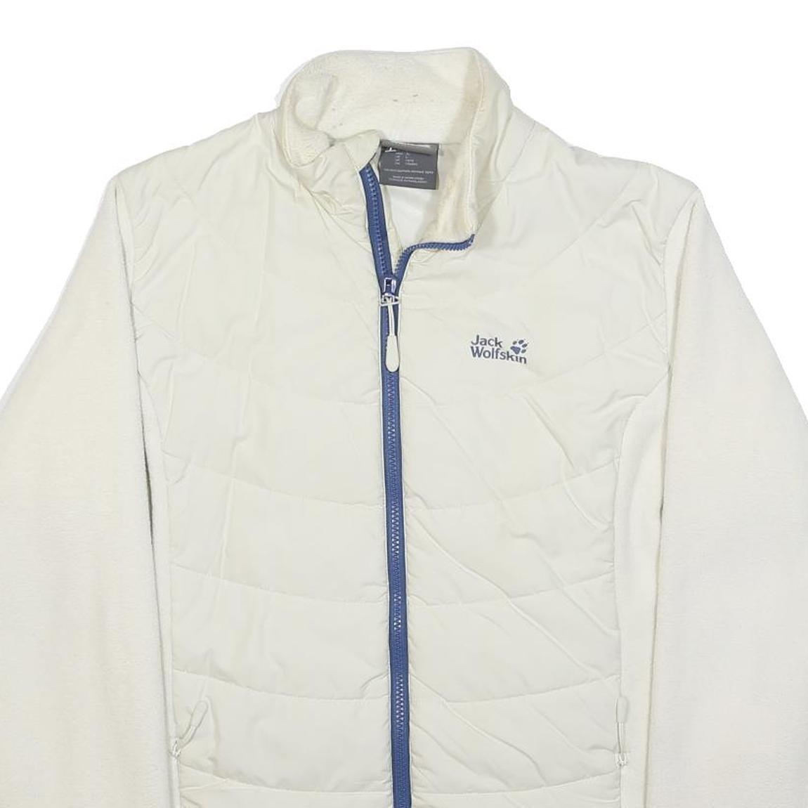 JACK WOLFSKIN Womens White & Blue Quilted Polyester Jacket L Outdoor Zip