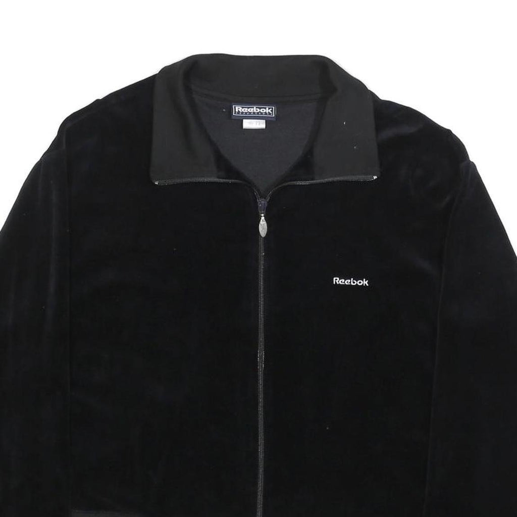 REEBOK Womens Black Jacket UK 16 Cotton Blend Zip Plain Casual Sportswear