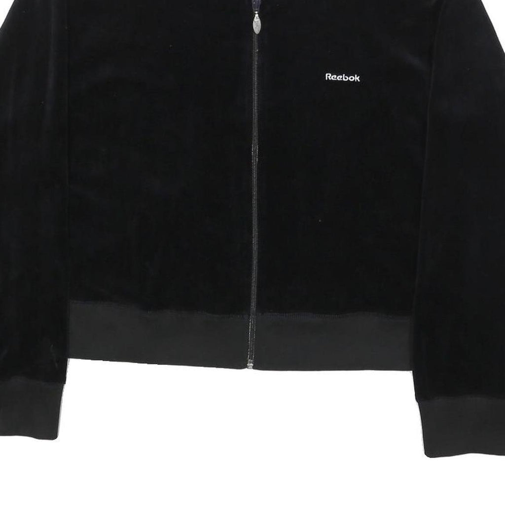REEBOK Womens Black Jacket UK 16 Cotton Blend Zip Plain Casual Sportswear