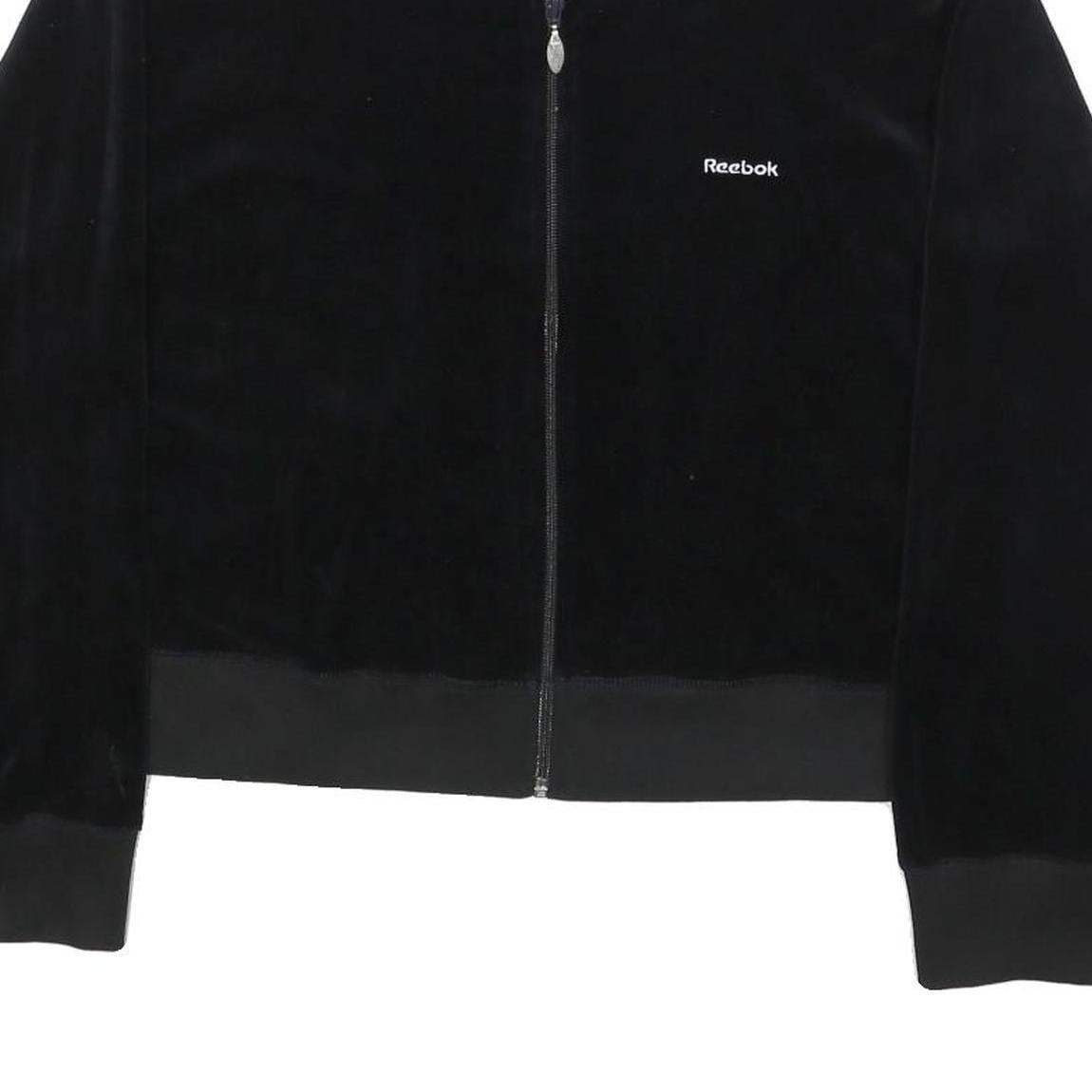 REEBOK Womens Black Jacket UK 16 Cotton Blend Zip Plain Casual Sportswear